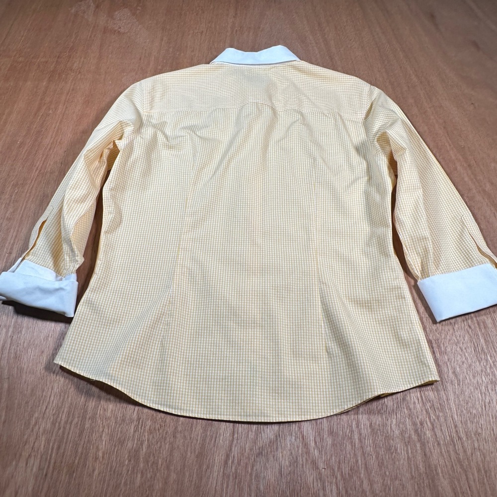 Brooks Brothers 346 Button Down Women 8 Yellow Gingham Non-Iron Cotton Fitted - Picture 3 of 12